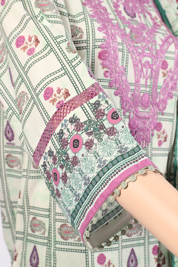 Saya Lime Green Embroidered | Cotton Suit for Women | 3-Pc Unstitched Suit - Image 3