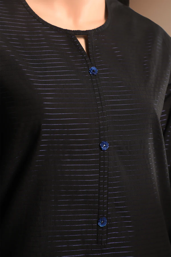 Saya Obsidian Black | Jacquard Cotton Suit for Women | 3-Pc Unstitched Suit - Image 3