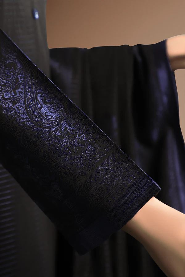 Saya Obsidian Black | Jacquard Cotton Suit for Women | 3-Pc Unstitched Suit - Image 2