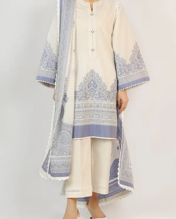 White -Jacquard Cotton Stitched | Stylish 3-Piece PRET | Annisafashion