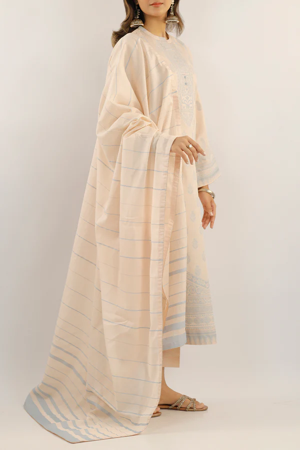 Saya Peach | Jacquard Cotton Suit for Women | 3-Pc Unstitched Suit - Image 7