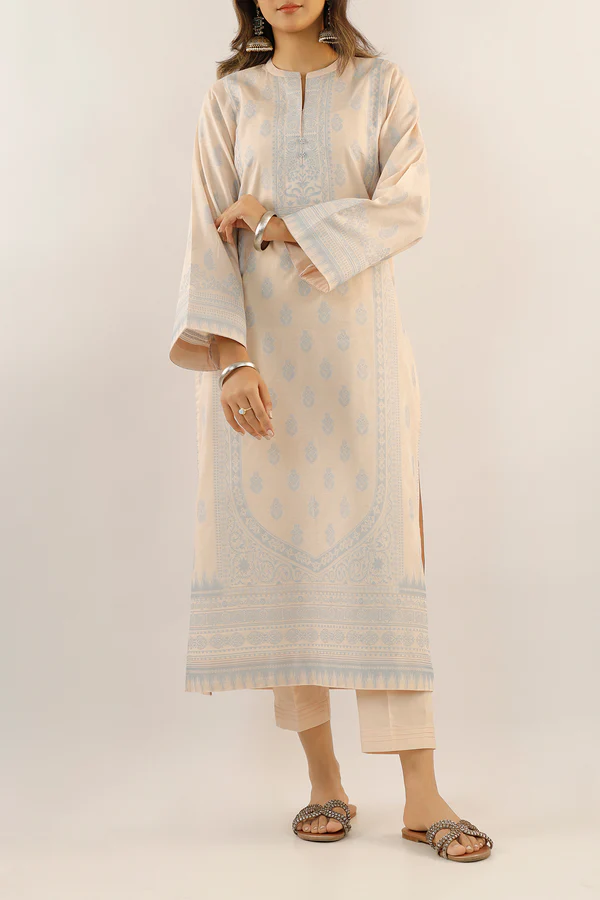 Saya Peach | Jacquard Cotton Suit for Women | 3-Pc Unstitched Suit - Image 6