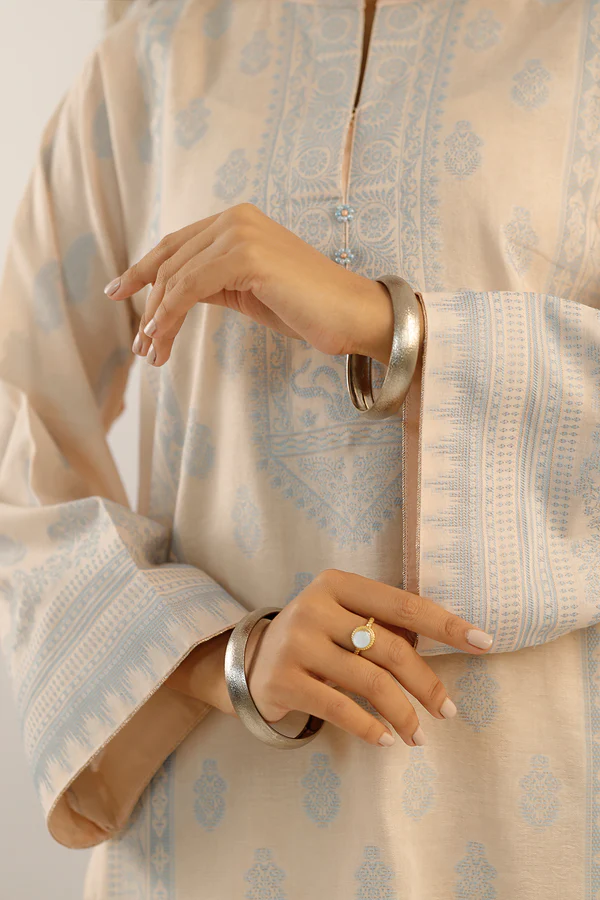 Saya Peach | Jacquard Cotton Suit for Women | 3-Pc Unstitched Suit - Image 2