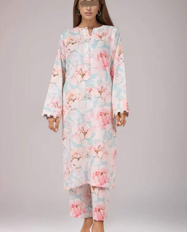 Saya Cyan Blue | Unstitched Lawn Suit for Women | 2-Pc Suit