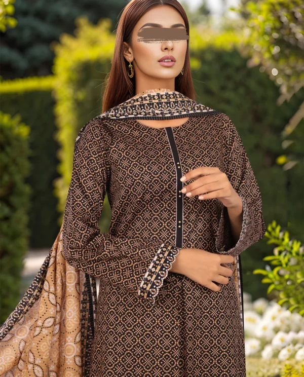 Saya Charcoal Black Lawn Suit for Women | 3-Pc Unstitched Suit