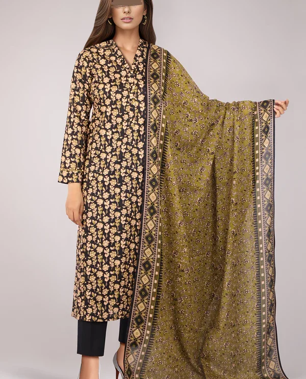 Saya Mehndi Lawn Suit for Women | 3-Pc Unstitched Suit