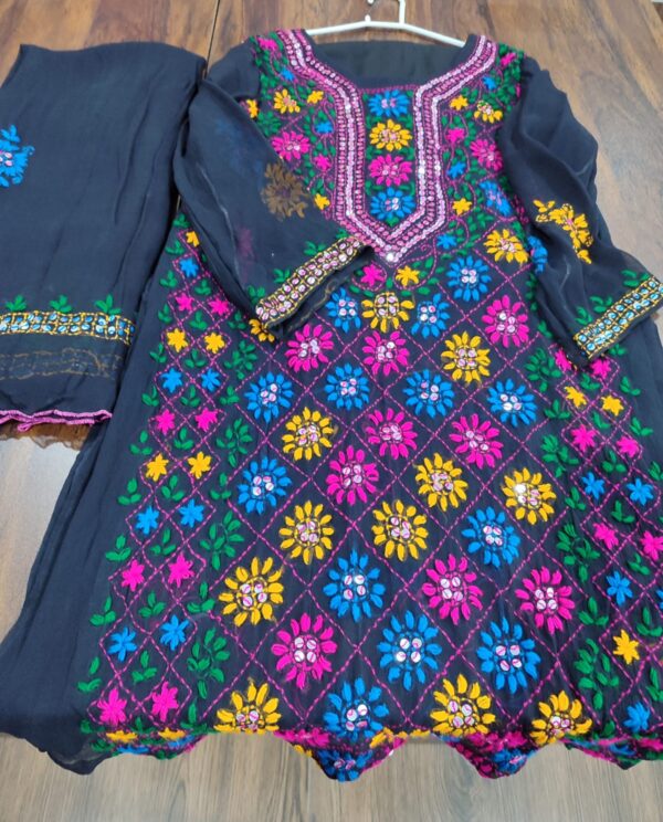 Handmade Multani Work Stitched Suit in Black