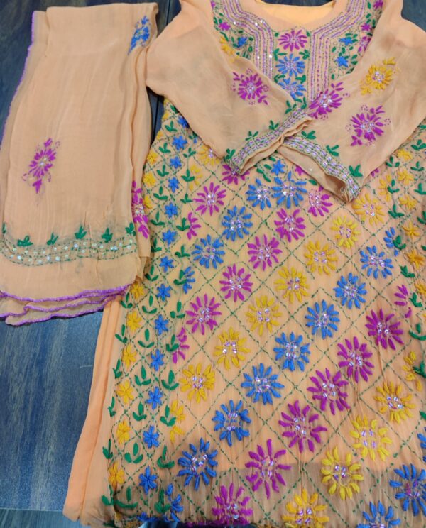 Handmade Multani Work Stitched Suit in Yellow