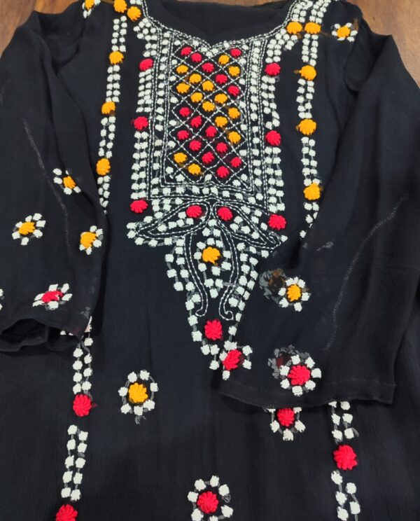 Handmade Multani Work Stitched Suit in Jet Black