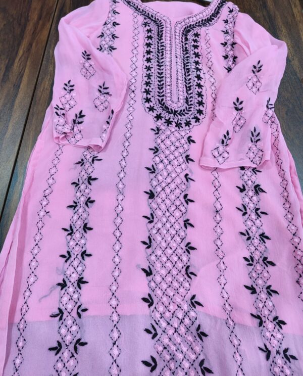 Handmade Multani Work Stitched Suit in Fuchsia Pink