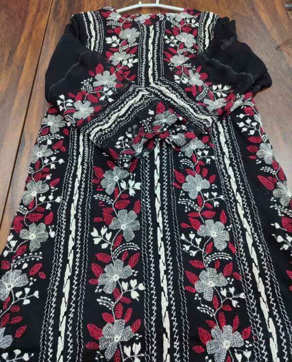 Handmade Multani Work Stitched Suit in Jade Black