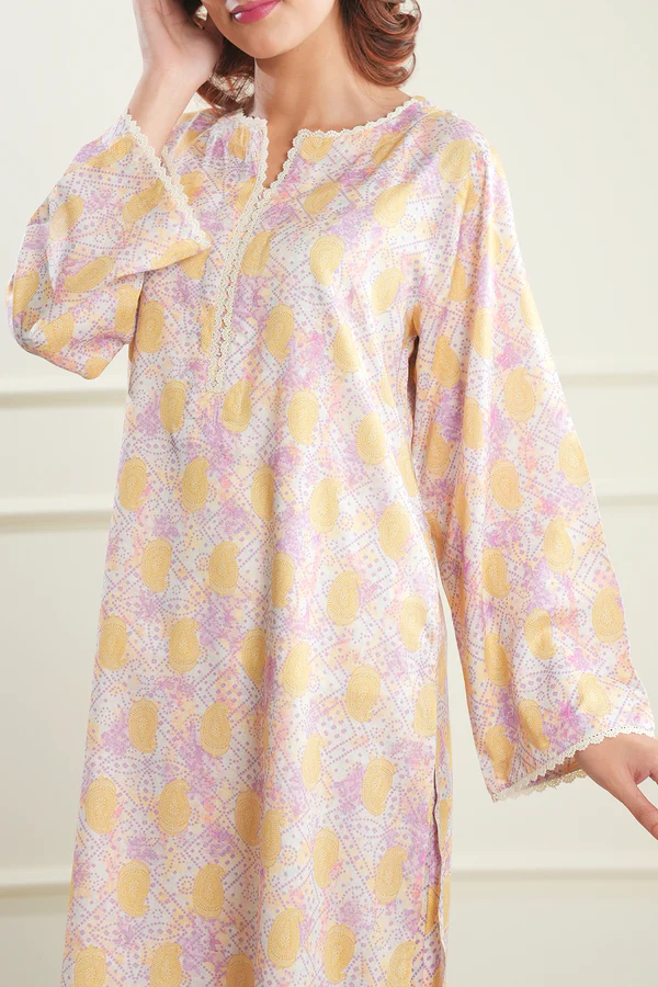 Warm Yellow Stitched Printed Suit | Stylish 2-Piece PRET Suit - Image 6