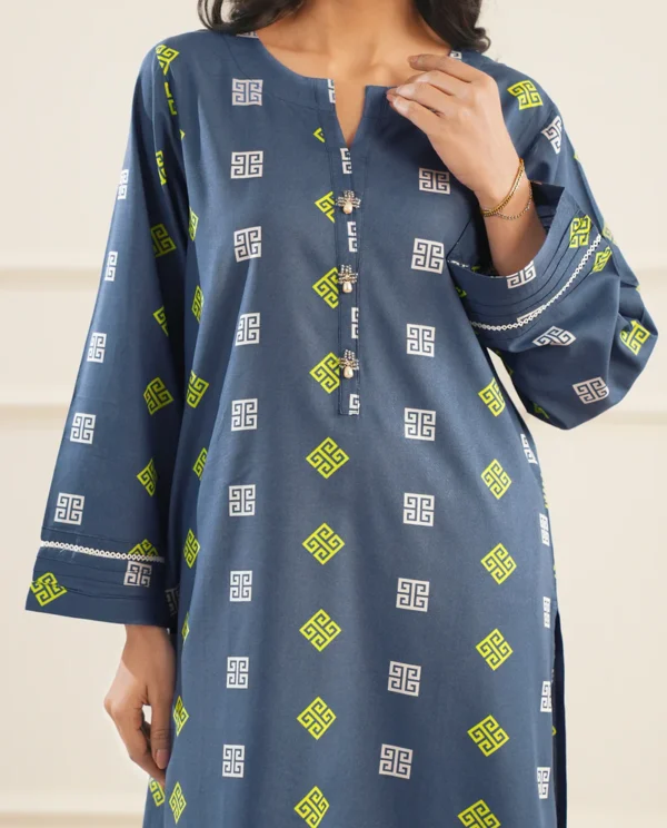 Light Blue Printed Lawn Stitched 2 Piece (Shirt/Trouser)
