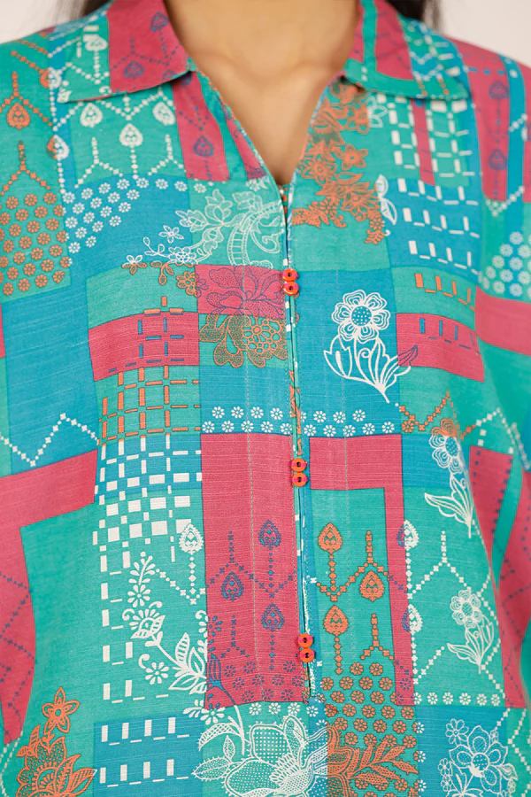 SEA GREEN Lawn Stitched Printed Suit | Stylish 3-Piece PRET Suit - Image 3