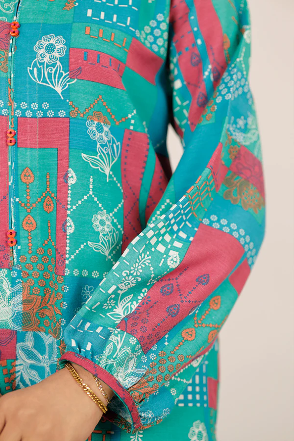 SEA GREEN Lawn Stitched Printed Suit | Stylish 3-Piece PRET Suit - Image 2