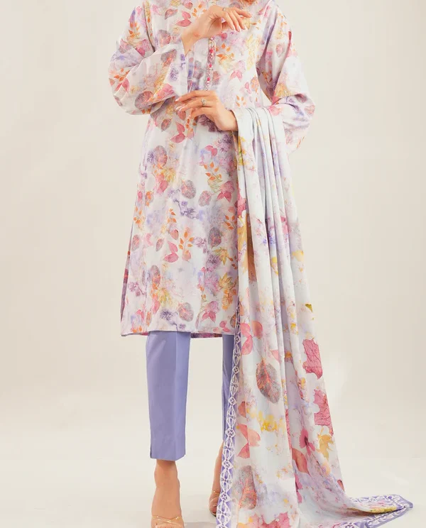 PURPLE  Lawn Stitched Printed Suit | Stylish 3-Piece PRET Suit