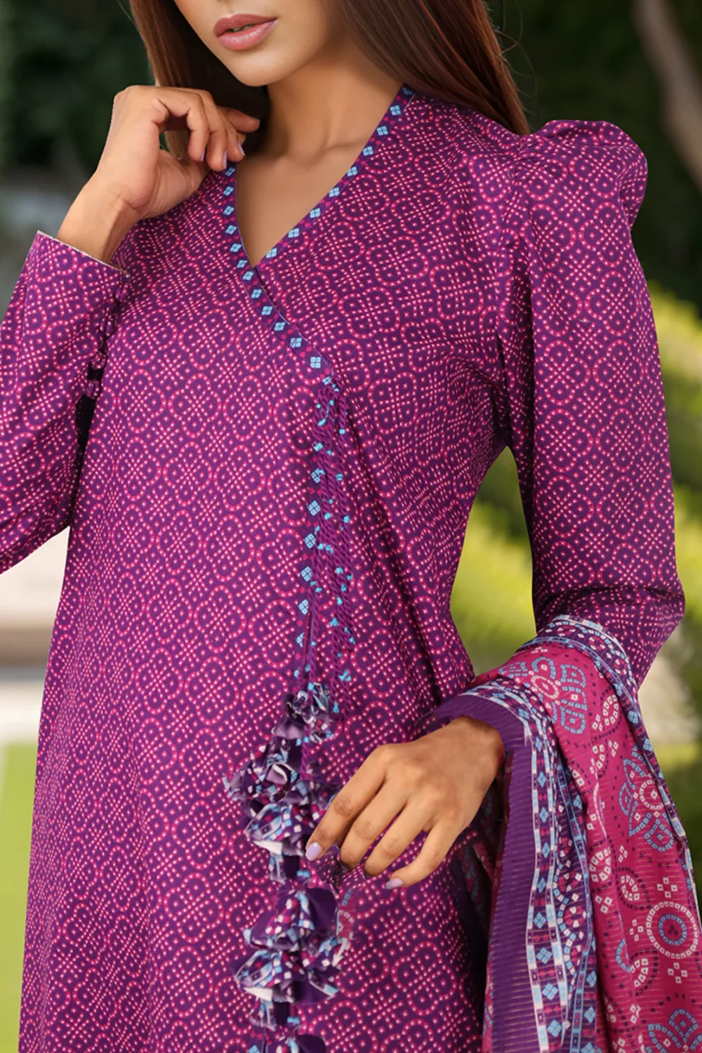 Saya Royal Purple Lawn Suit for Women | 3-Pc Unstitched Suit