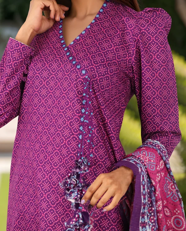Saya Royal Purple Lawn Suit for Women | 3-Pc Unstitched Suit