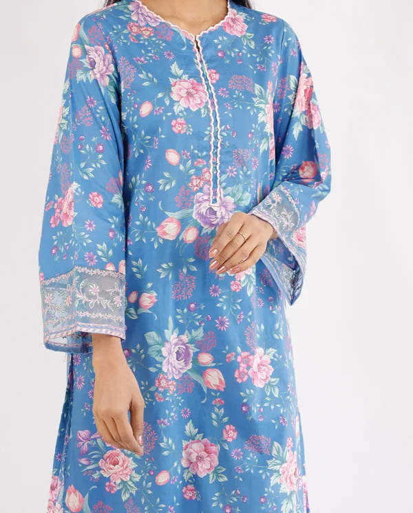 Saya Blue | Embroidered Cambric Suit for Women | 2-Pc Suit