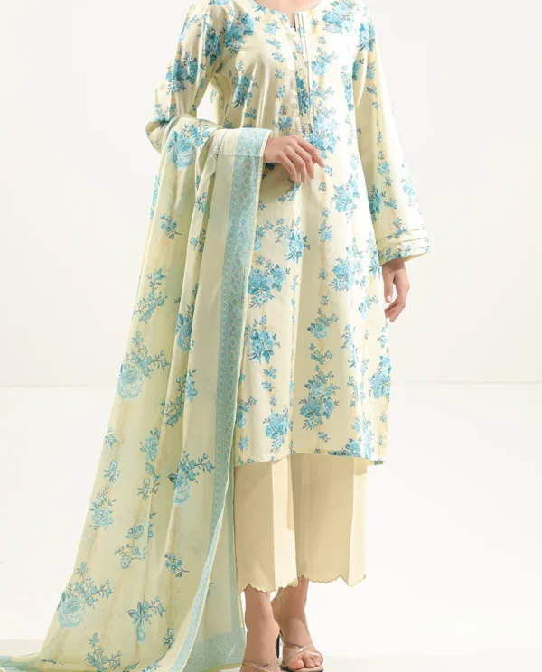 Unstitched 3 Piece Lawn Suit | Ivory | Saya | annisafashion