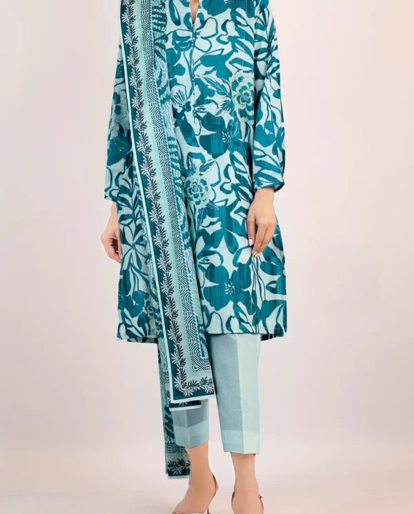 Unstitched 3 Piece Lawn Suit | Turquoise | Saya | Annisafashion