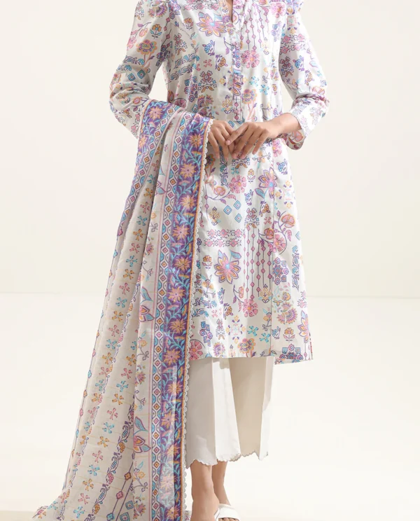 Unstitched 3-Piece Lawn Suit – Ivory | Saya | Annisafashion