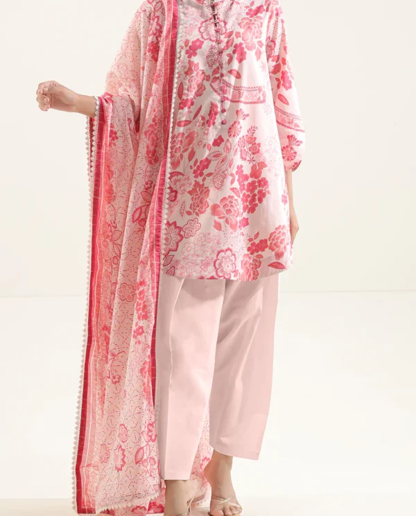 Unstitched 3-Piece Lawn Suit – Peach | Saya | Annisafashion
