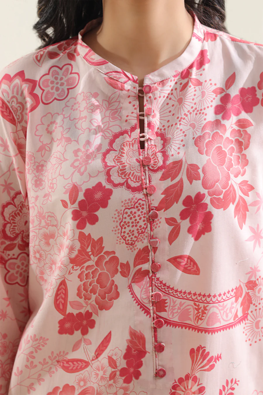 Unstitched 3-Piece Lawn Suit – Peach | Saya | Annisafashion - Image 4