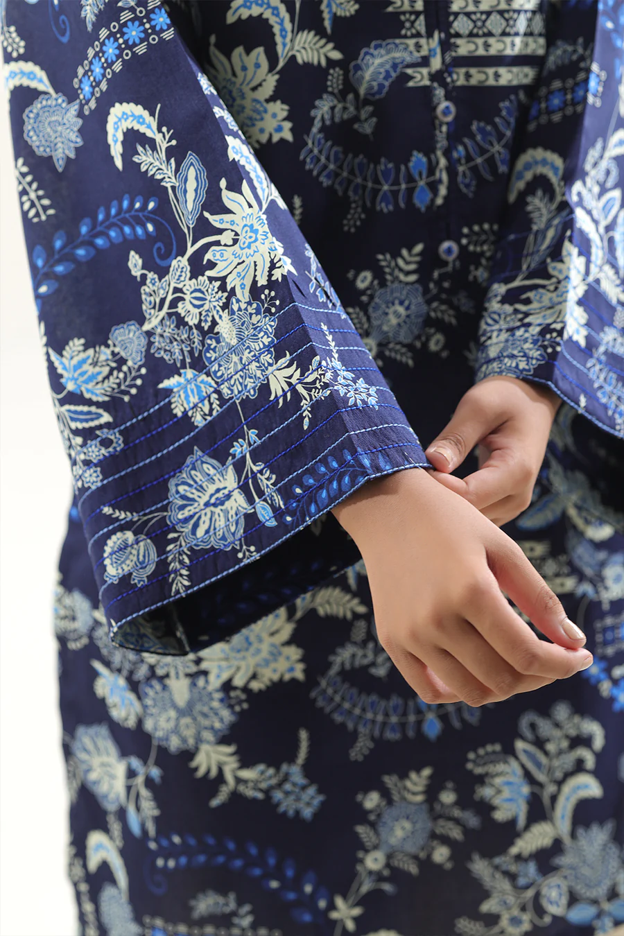 Unstitched 3 Piece Lawn Suit | Deep Blue | Saya | Annisafashion - Image 5