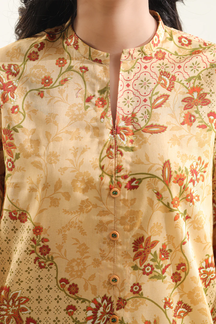Unstitched 3-Piece Lawn Suit – Beige | Saya | Annisafashion - Image 5