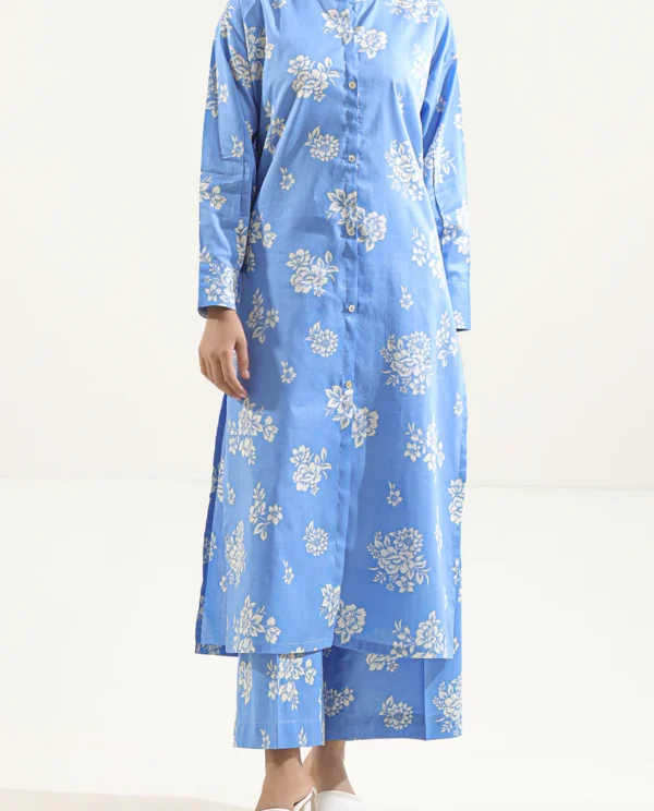 Unstitched Printed Lawn 2 Piece (Shirt/Trouser)– Blue| Saya | Annisafashion