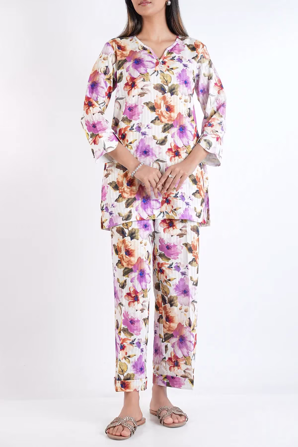 Unstitched 2-Pc | Ivory Lawn Suit | Saya | Annisafashion