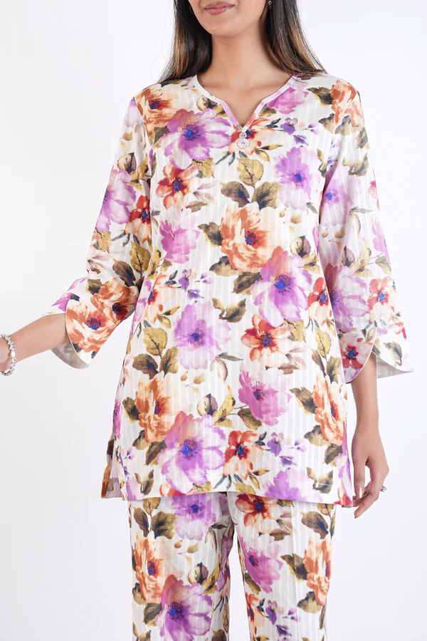 Unstitched 2-Pc | Ivory Lawn Suit | Saya | Annisafashion - Image 3