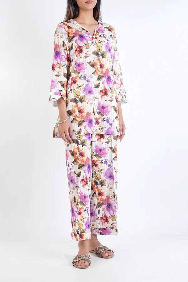 Unstitched 2-Pc | Ivory Lawn Suit | Saya | Annisafashion - Image 4