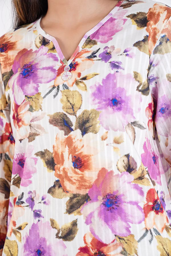 Unstitched 2-Pc | Ivory Lawn Suit | Saya | Annisafashion - Image 7