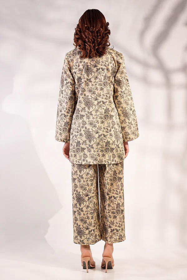 Unstitched 3-Piece Lawn Suit – Beige | Saya | Annisafashion - Image 3