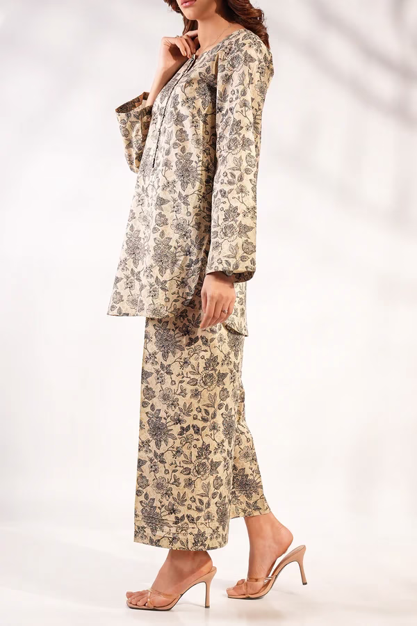 Unstitched 3-Piece Lawn Suit – Beige | Saya | Annisafashion - Image 4