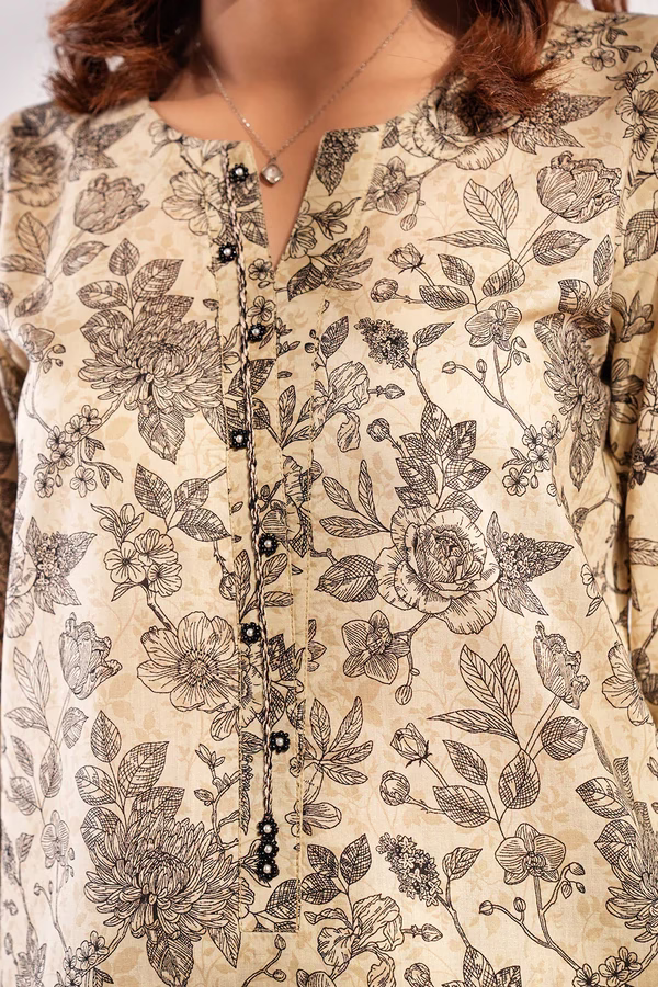 Unstitched 3-Piece Lawn Suit – Beige | Saya | Annisafashion - Image 6