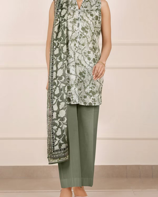 Unstitched 3-Piece Lawn Suit – Green | Saya | Annisafashion