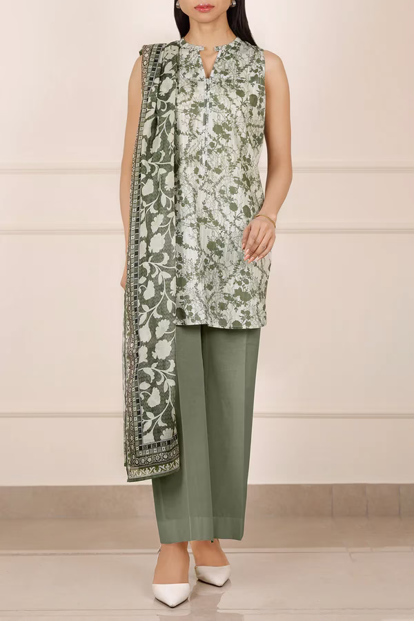 Unstitched 3-Piece Lawn Suit – Green | Saya | Annisafashion