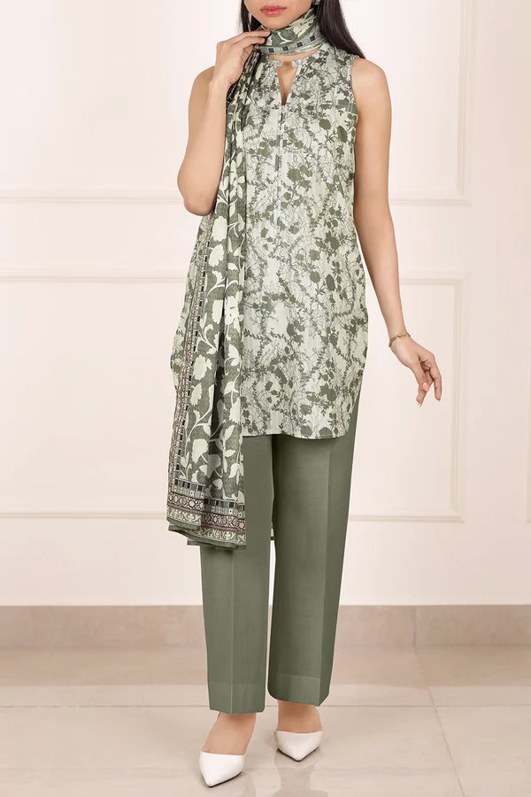 Unstitched 3-Piece Lawn Suit – Green | Saya | Annisafashion - Image 2
