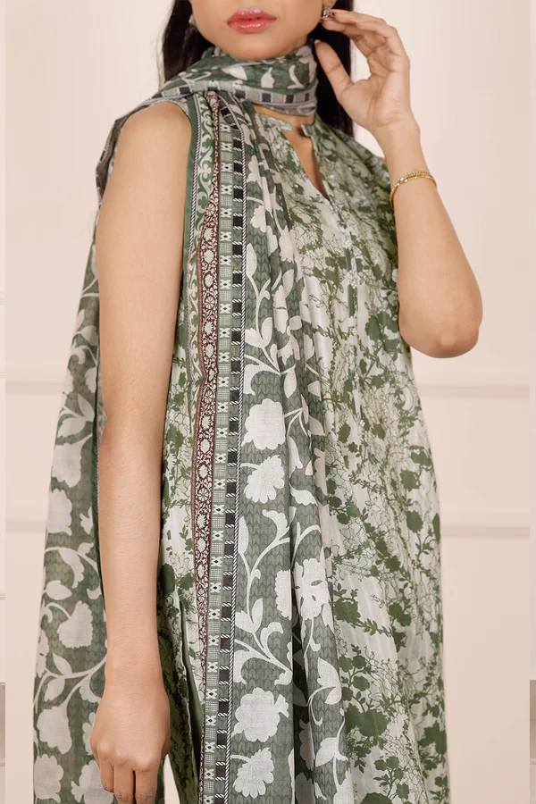 Unstitched 3-Piece Lawn Suit – Green | Saya | Annisafashion - Image 3