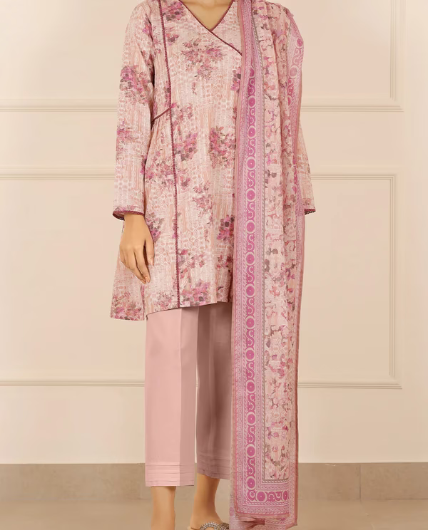 Unstitched 3-Piece Lawn Suit – BabyPink | Saya | Annisafashion