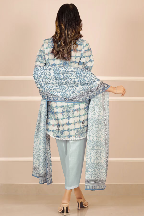 Unstitched 3 Piece Suit Sky Blue | Saya | Annisafshion - Image 5