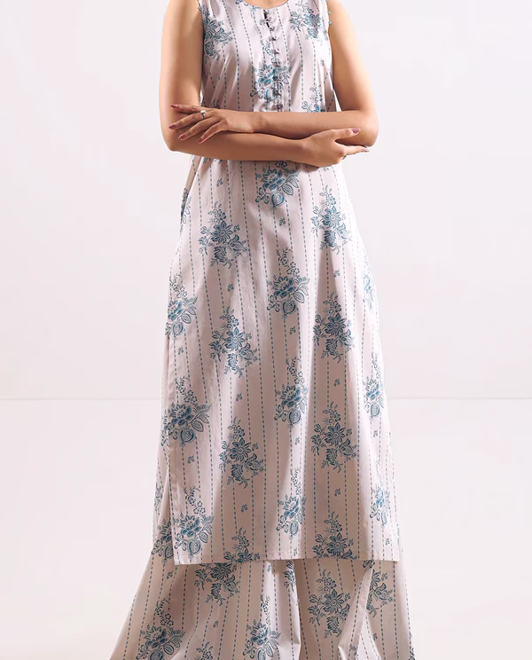 Unstitched 2-Pc | Cream Lawn Suit | Saya | Annisafashion