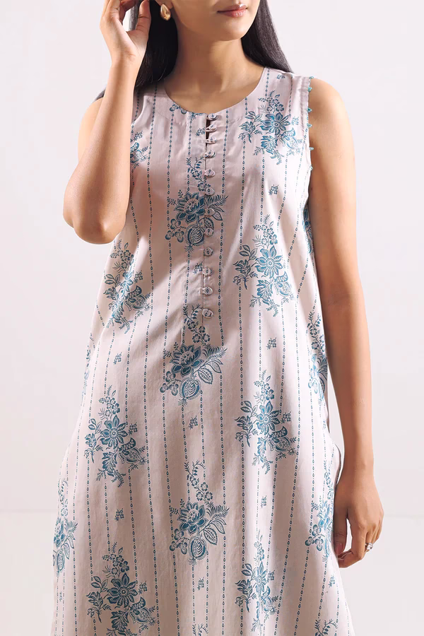 Unstitched 2-Pc | Cream Lawn Suit | Saya | Annisafashion - Image 3