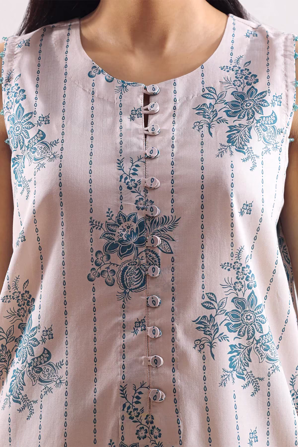 Unstitched 2-Pc | Cream Lawn Suit | Saya | Annisafashion - Image 4