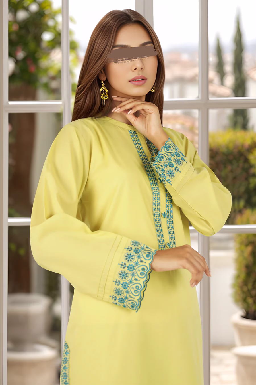 Solid Embroidered Polyester Green Stitched 2 Piece (Shirt/Trouser)| SAYA | Annisafashion - Image 2