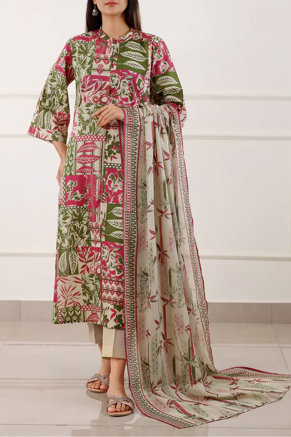 Unstitched 3-Piece Lawn Suit – Ivory | Saya | Annisafashion - Image 3