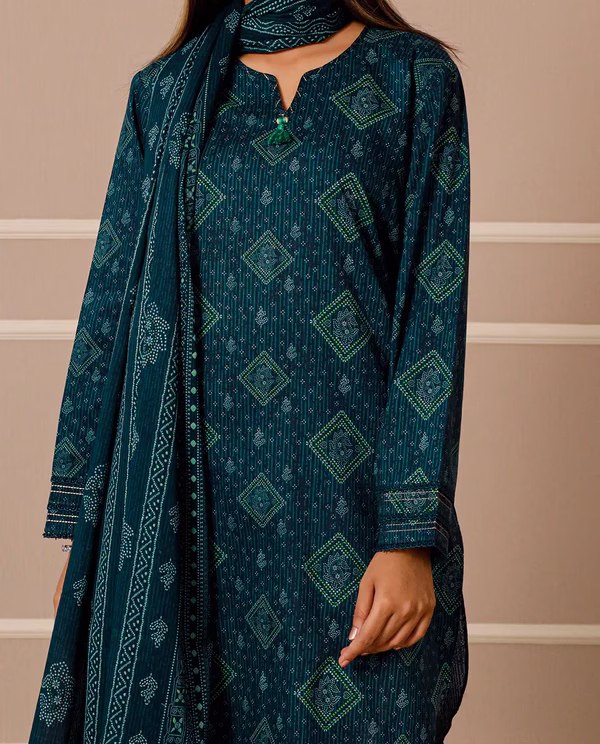 Unstitched 3-Piece Lawn Suit – Dark Blu | Saya | Annisafashion